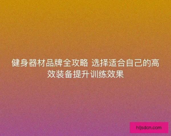 健身器材品牌全攻略 选择适合自己的高效装备提升训练效果