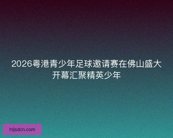 2026粤港青少年足球邀请赛在佛山盛大开幕汇聚精英少年