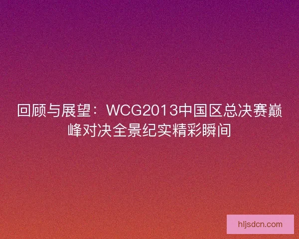 回顾与展望：WCG2013中国区总决赛巅峰对决全景纪实精彩瞬间